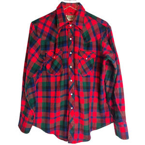 Vintage 60's Young Bloods Western Cowboy Cowgirl Pearl Snap Flannel Shirt Unisex